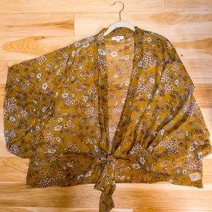 Floral Mustard Kimono Top